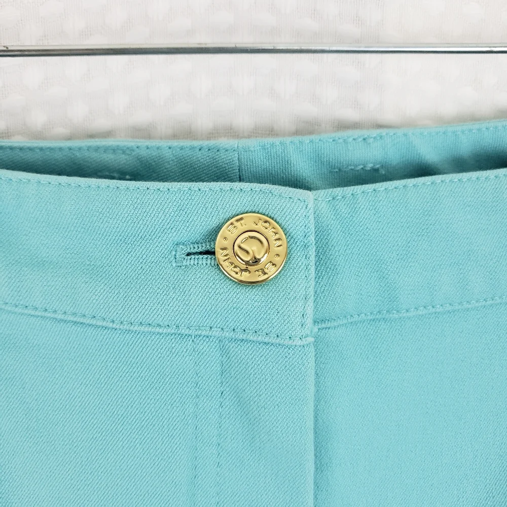 St John Sport by Marie Gray Crop Jeans Aqua Blue size 10 Stretch